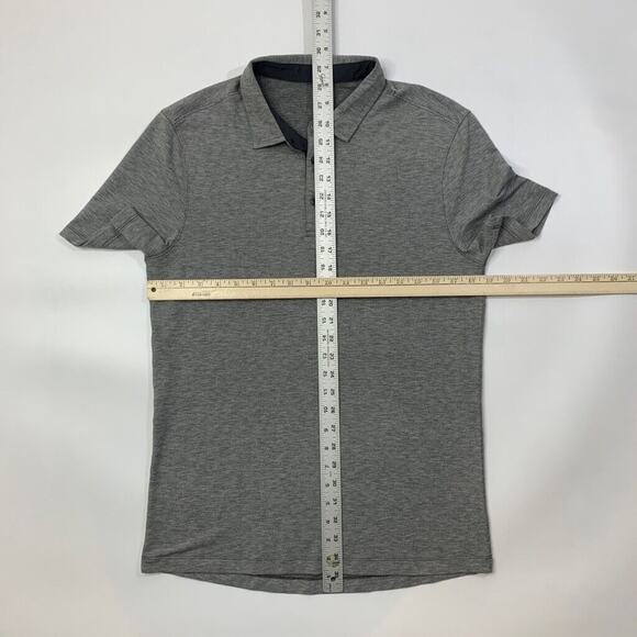 Lululemon Polo Shirt Mens 19"Across Gray Heather Evolution Short Sleeve Golf - Picture 5 of 9